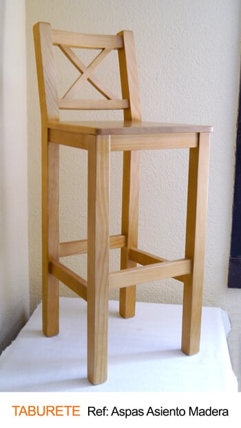 Taburete aspas asiento madera · Muebles Peñalver
