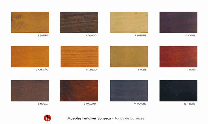 Catálogo de barnices para el acabado personalizado · Muebles y Sillas Peñalver Sonseca Fábrica y venta de mobiliario para tu hogar